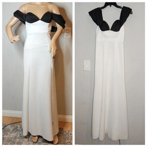 ASOS Design Contrast Neckline Corset Maxi Dress White Black Size 4